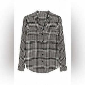 Alfred Sung Black & White Houndstooth Plaid Blouse – Size Medium